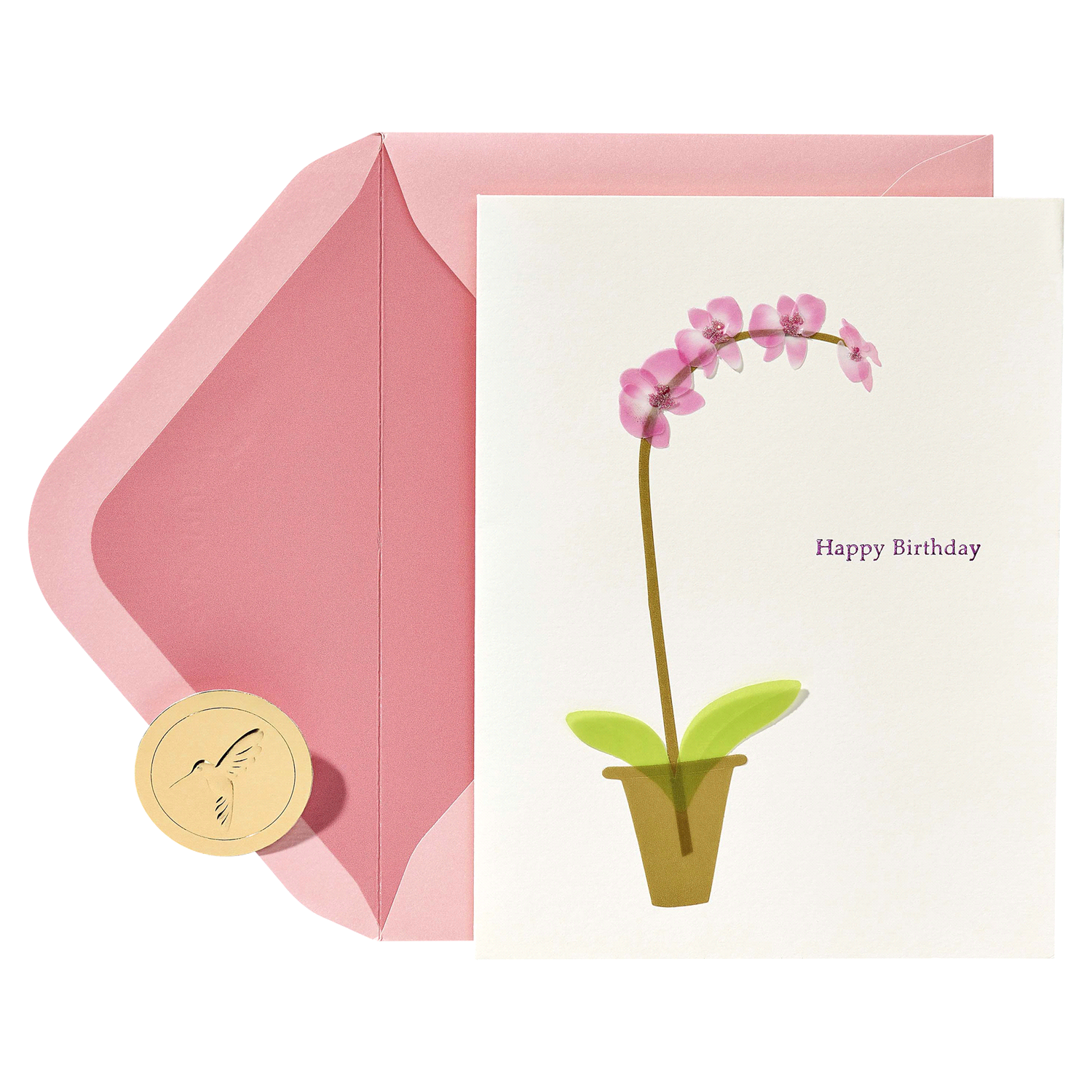 slide 4 of 4, Papyrus Birthday Card (Pink Orchid), 1 ct