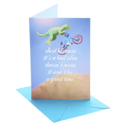 American Greetings Funny Birthday Card (Dinosaur Bike)