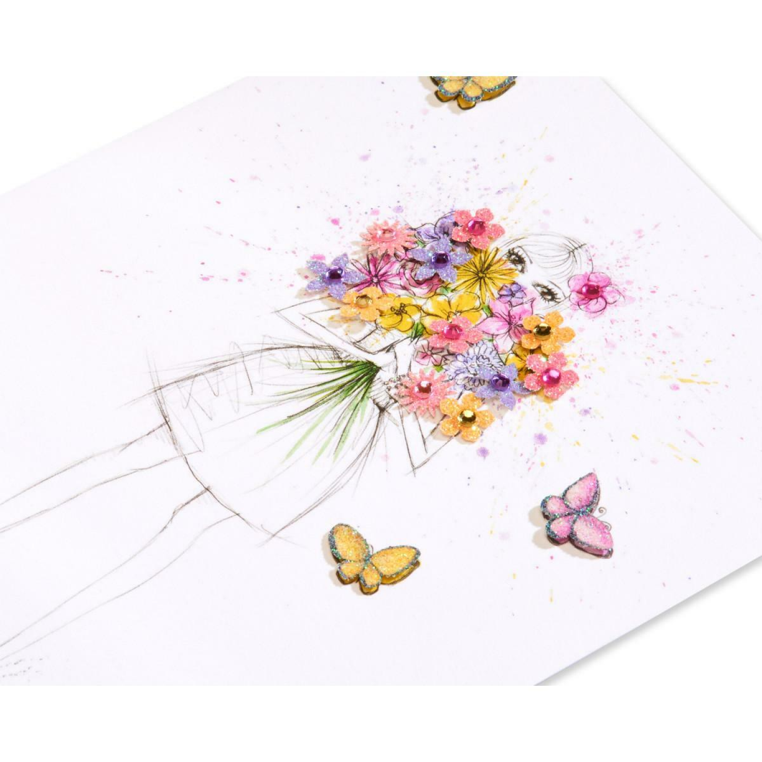 slide 2 of 4, Papyrus Mother's Day Card (Girl With Bouquet), 1 ct