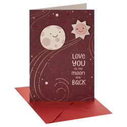 American Greetings Moon and Stars Papyrus Valentine Greeting Card 1 ea