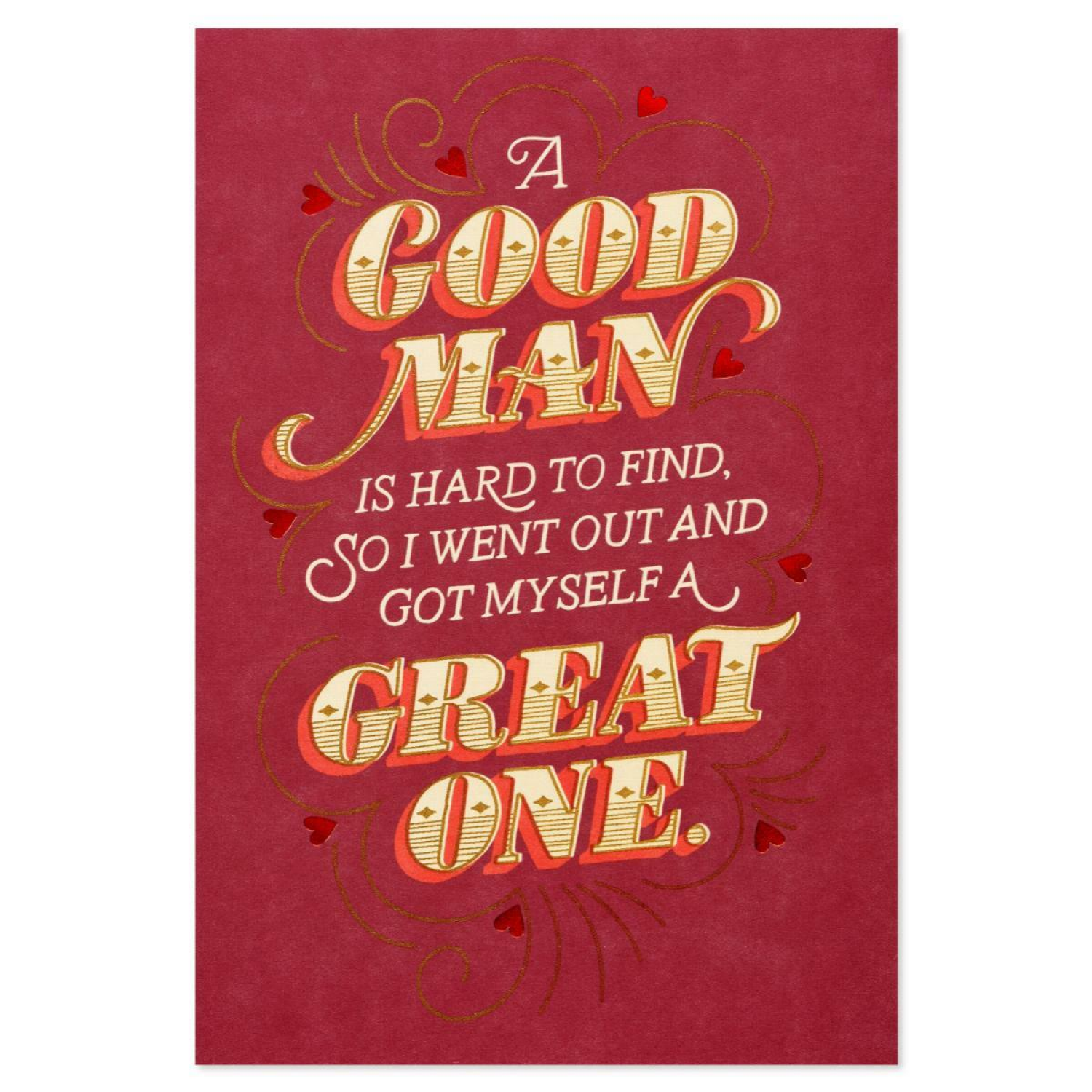 slide 3 of 5, Carlton Cards Valentine's Card 'Good Man' Lettering, 1 ct