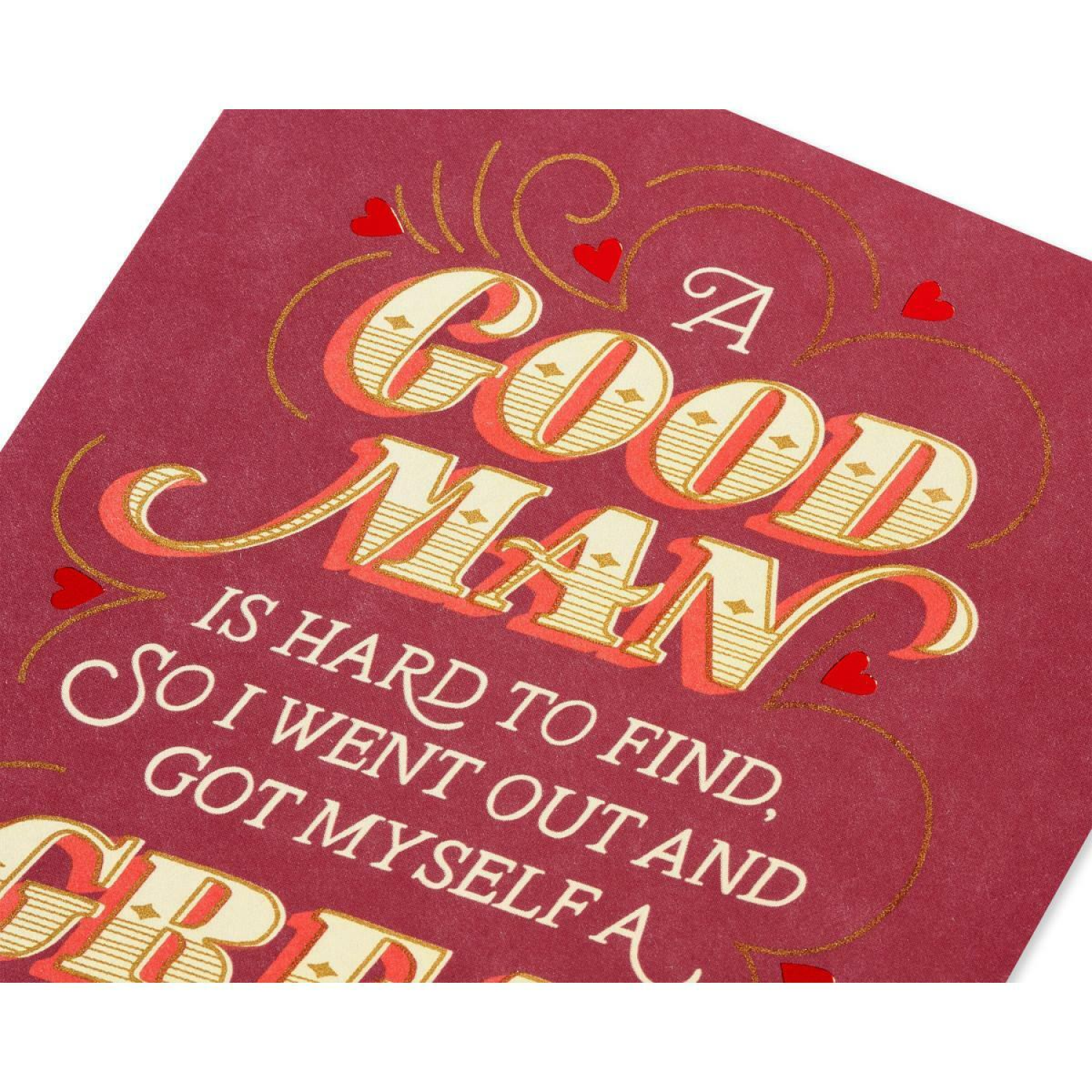 slide 2 of 5, Carlton Cards Valentine's Card 'Good Man' Lettering, 1 ct