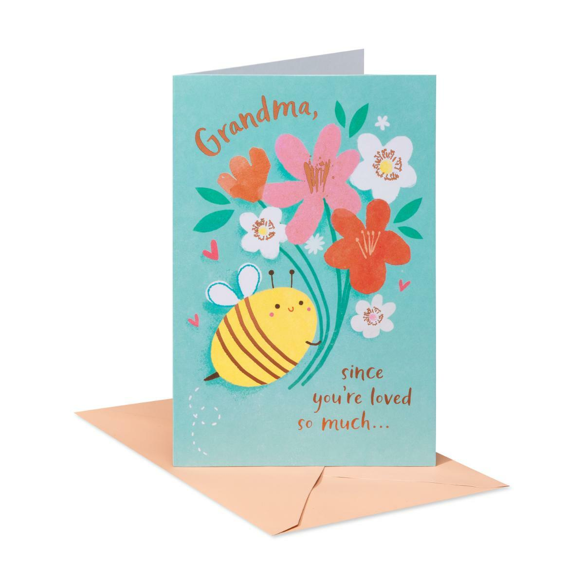 slide 1 of 4, Carlton Cards Mother's Day Card Grandma Bee Holding Bouquet, 1 ct