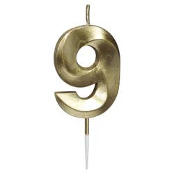 Papyrus Birthday Candle Number 9, Metallic Gold (1-Count), (1-count)
