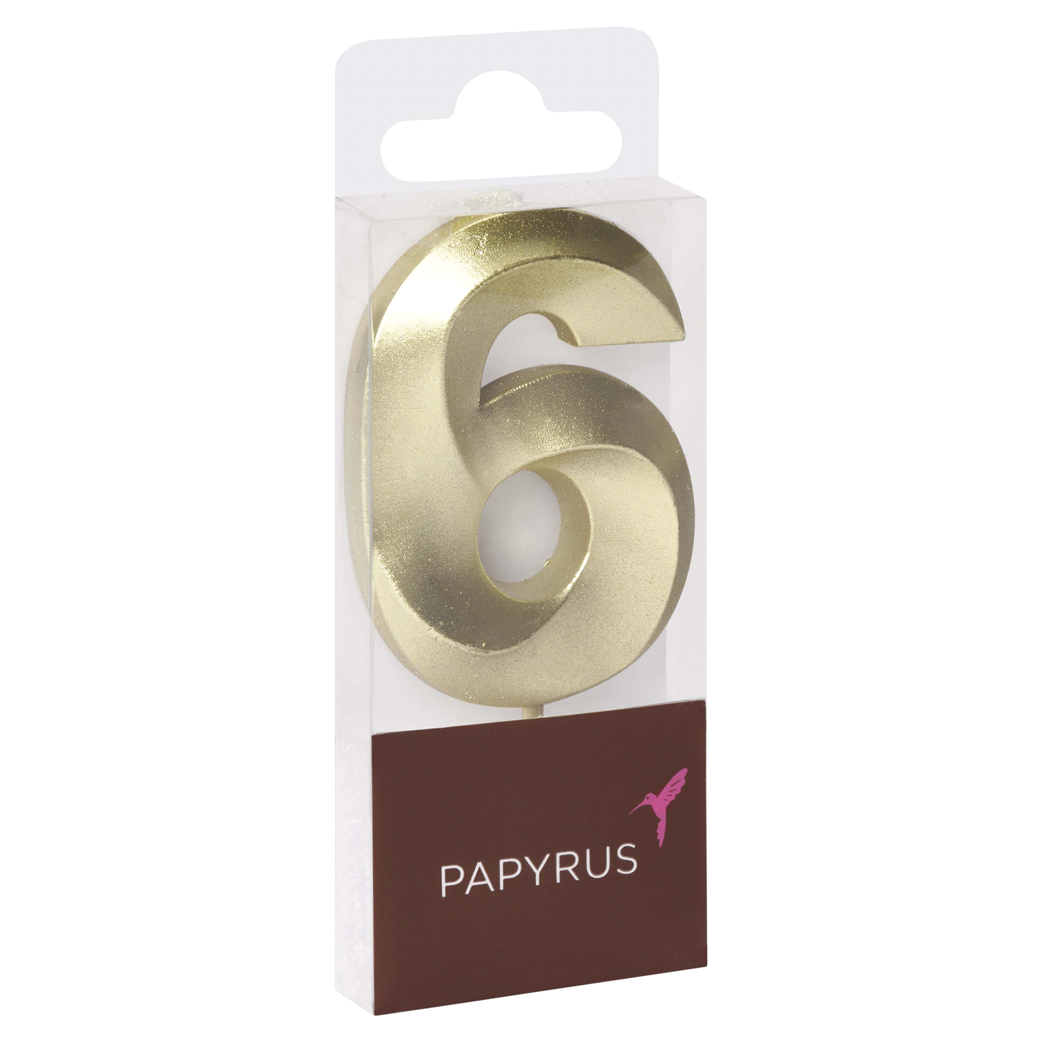 slide 2 of 2, Papyrus Birthday Candle Number 6, Metallic Gold (1-Count), 1 ct