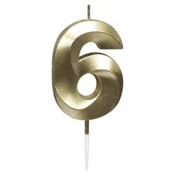 Papyrus Birthday Candle Number 6, Metallic Gold (1-Count)