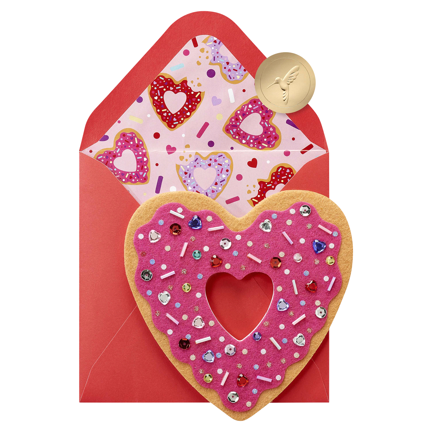 slide 4 of 4, Papyrus Heart Donut Valentine Card 1 ea, 1 ct