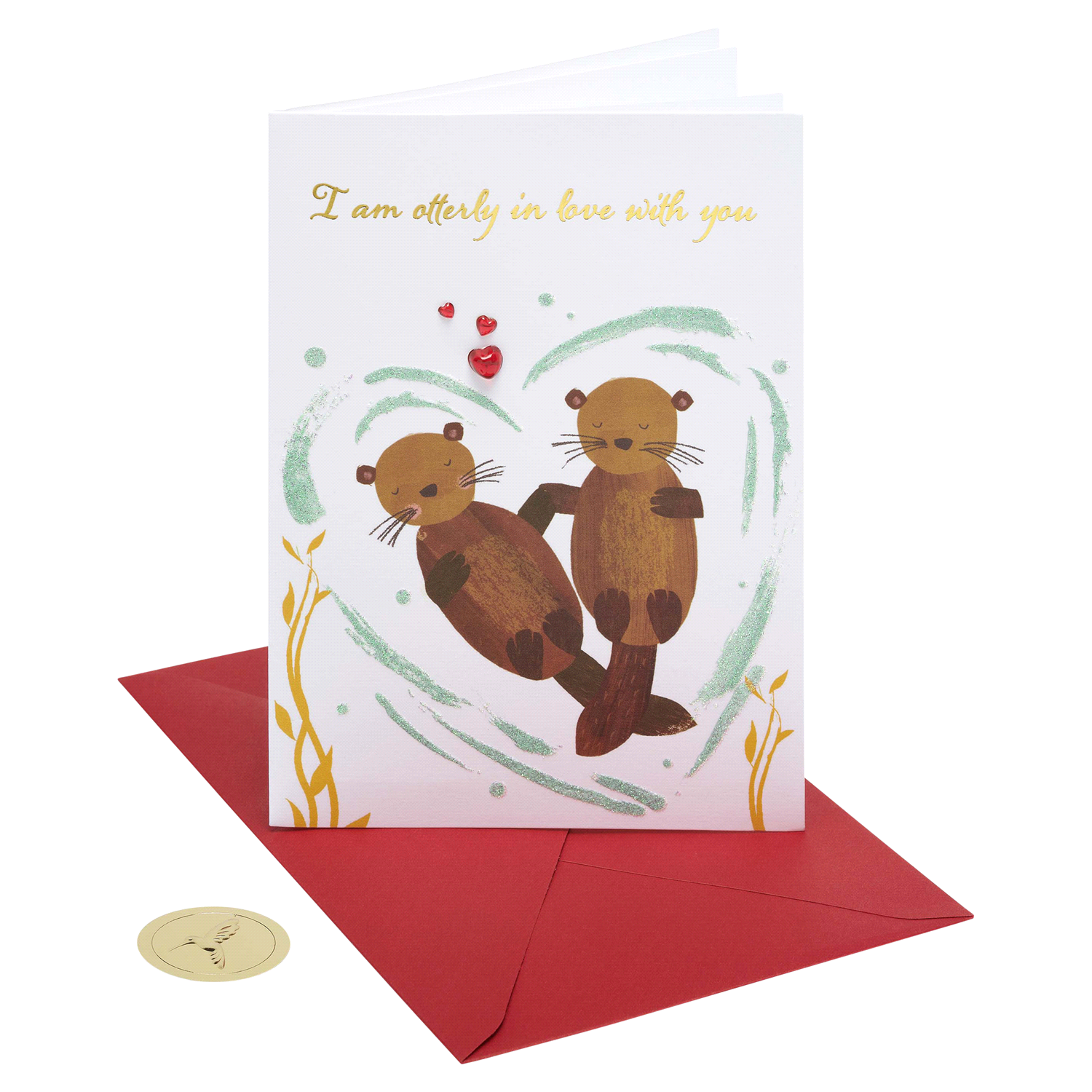 slide 1 of 4, Papyrus Valentine's Day Card (I Am Otterly In Love With You), 1 ct