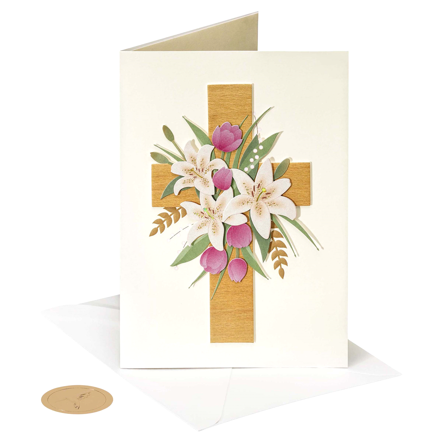 slide 3 of 4, Papyrus Wood Cross Easter Card 1 ea, 1 ct