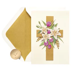 Papyrus Wood Cross Easter Card 1 ea