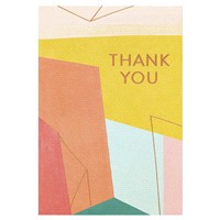 slide 14 of 17, American Greetings With bright, happy colors, metallic copper accents, and an abstract color-blocking design, this card is a fun way to express your gratitude. The simple message says “thank you” on the front, and the inside is blank for your personal note. Let them know how much they''re appreciated with this beautiful thank you card. Envelope included., 1 ct