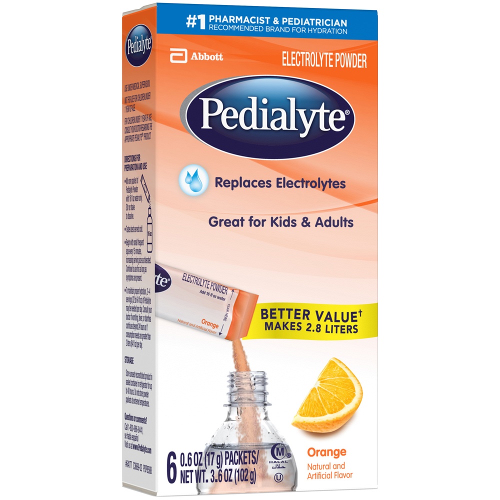 slide 6 of 6, Pedialyte Electrolyte Powder Orange - 6 ct; 0.6 oz, 6 ct; 0.6 oz