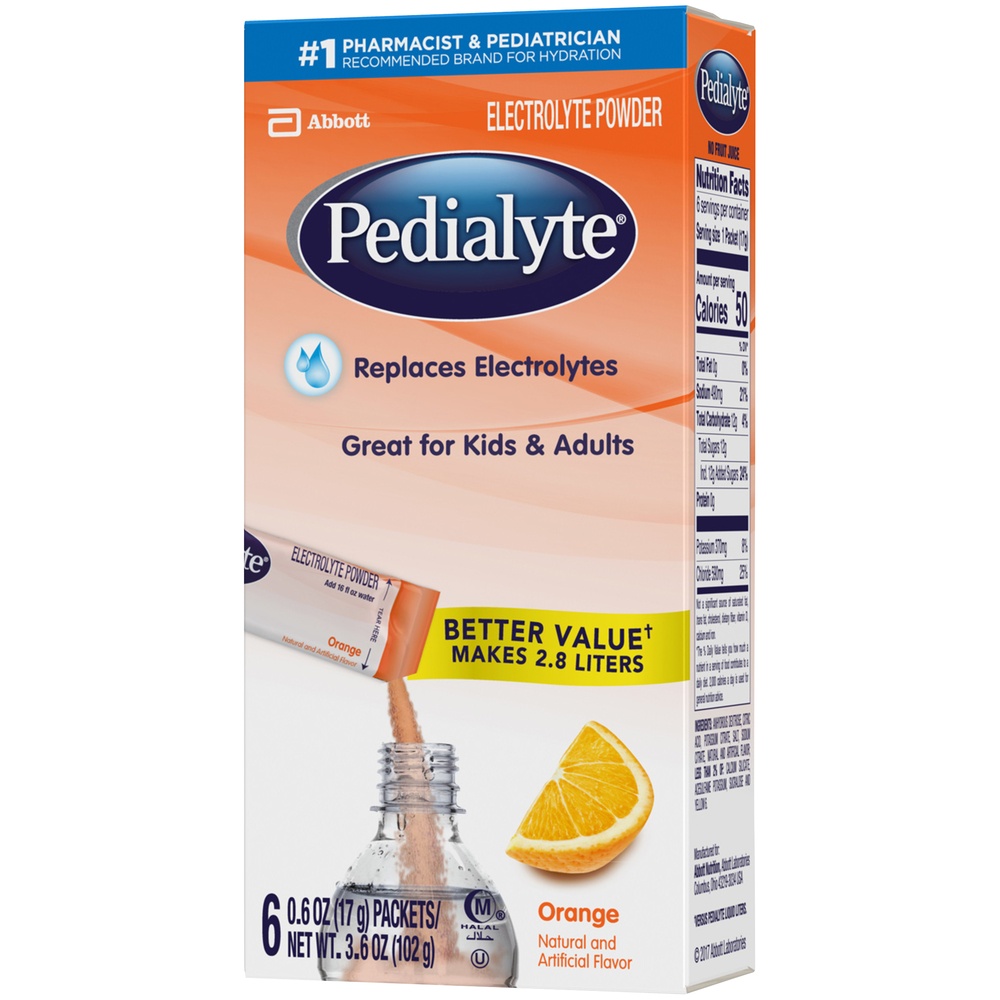 slide 2 of 6, Pedialyte Electrolyte Powder Orange - 6 ct; 0.6 oz, 6 ct; 0.6 oz