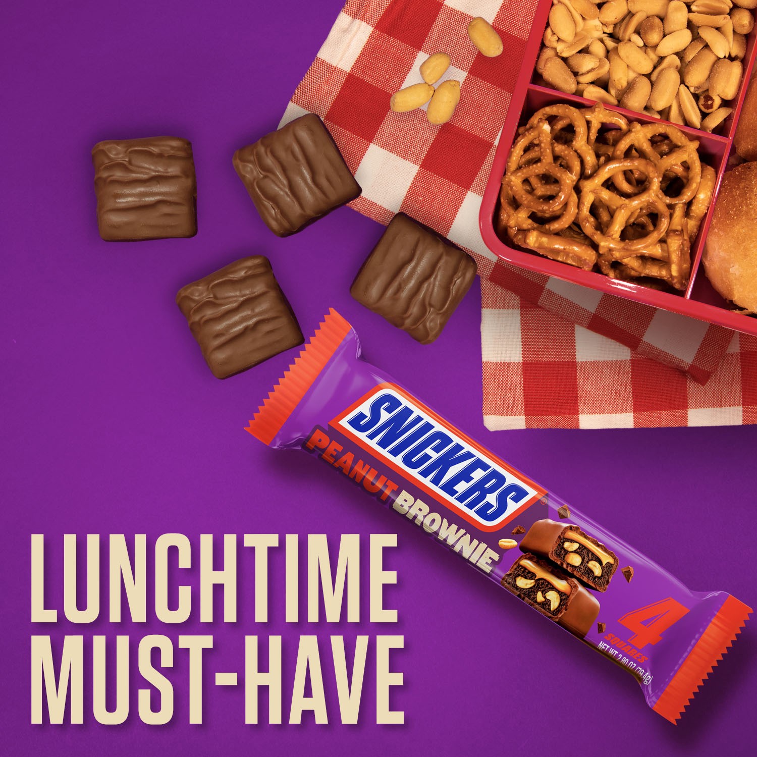 slide 5 of 8, SNICKERS Peanut Brownie Squares Candy Chocolate Bar, Share Size, 2.4 oz, 2.4 oz