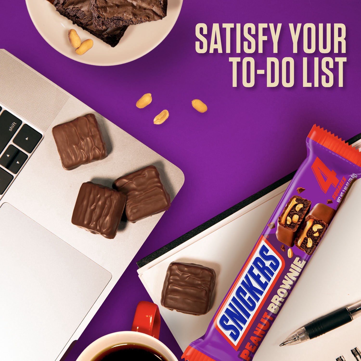 slide 7 of 8, SNICKERS Peanut Brownie Squares Candy Chocolate Bar, Share Size, 2.4 oz, 2.4 oz