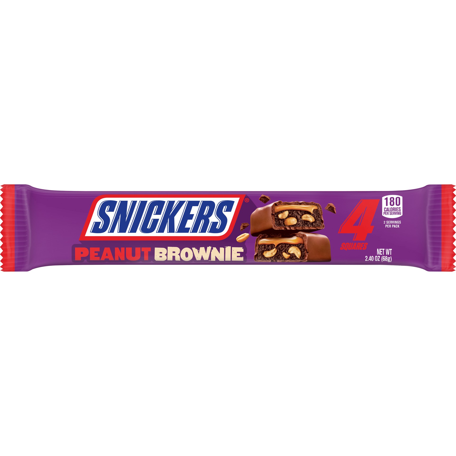 slide 1 of 8, SNICKERS Peanut Brownie Squares Candy Chocolate Bar, Share Size, 2.4 oz, 2.4 oz