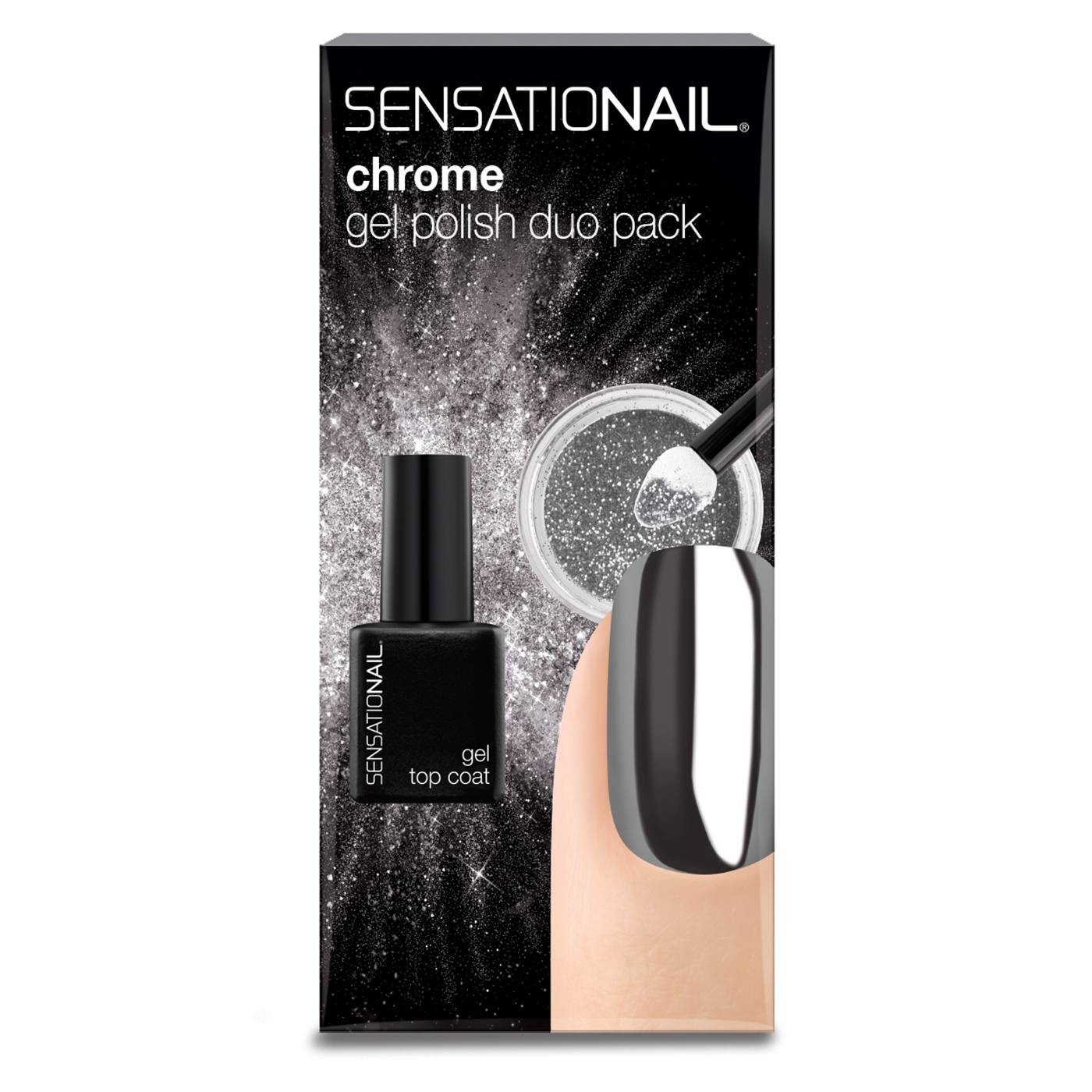 slide 1 of 4, SensatioNail Express Chrome + Top Coat Duo Pack - Silver, 0.33 fl oz