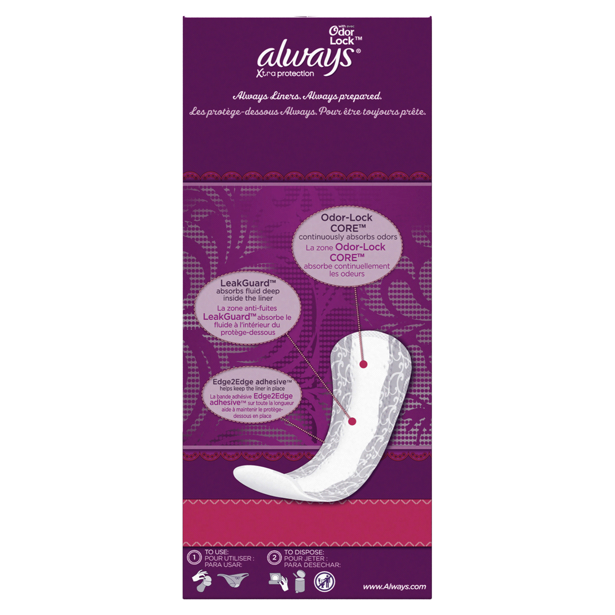 slide 3 of 6, Always Xtra Protection 3-In-1 Daily Panty Liners Extra Long 60 Ct, 60 ct