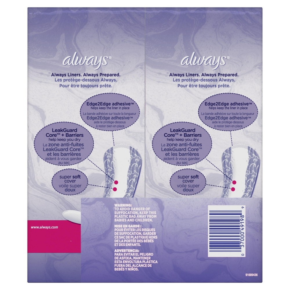 slide 6 of 6, Always Xtra Protection 3-In-1 Daily Panty Liners Extra Long 60 Ct, 60 ct