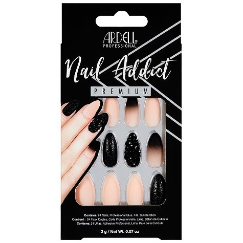 slide 1 of 3, Ardell Nail Addict False Nails Black Stud & Pink Ombre - 24ct, 24 ct