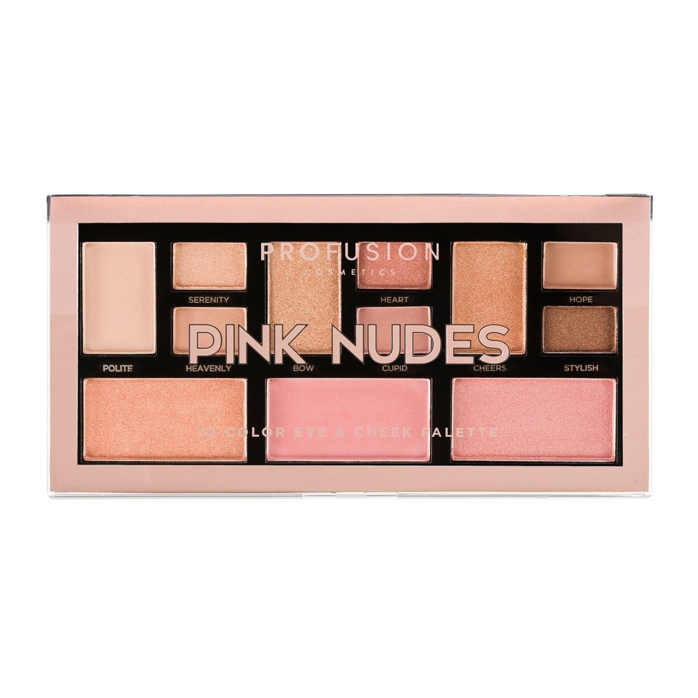 slide 2 of 3, Profusion Cosmetics Pink Nudes 12 Shade Eye & Cheek Palette, 3.5 oz