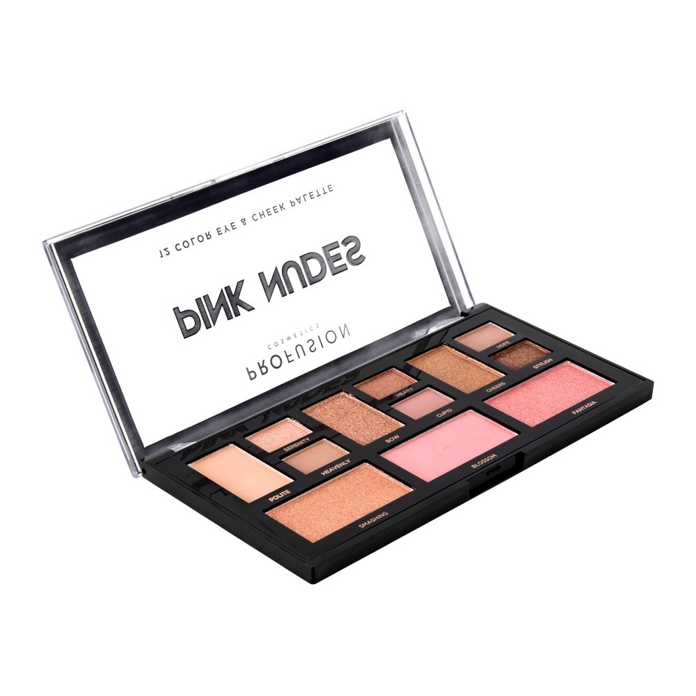 slide 3 of 3, Profusion Cosmetics Pink Nudes 12 Shade Eye & Cheek Palette, 3.5 oz