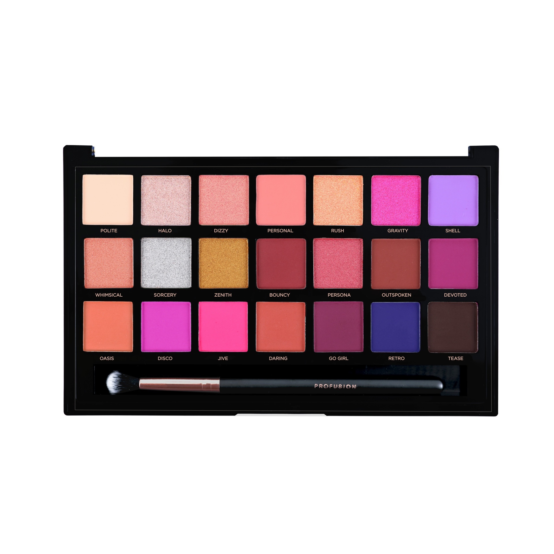 slide 1 of 3, Profusion Cosmetics Infatuation 21 Shade Eyeshadow Palette, 10 oz