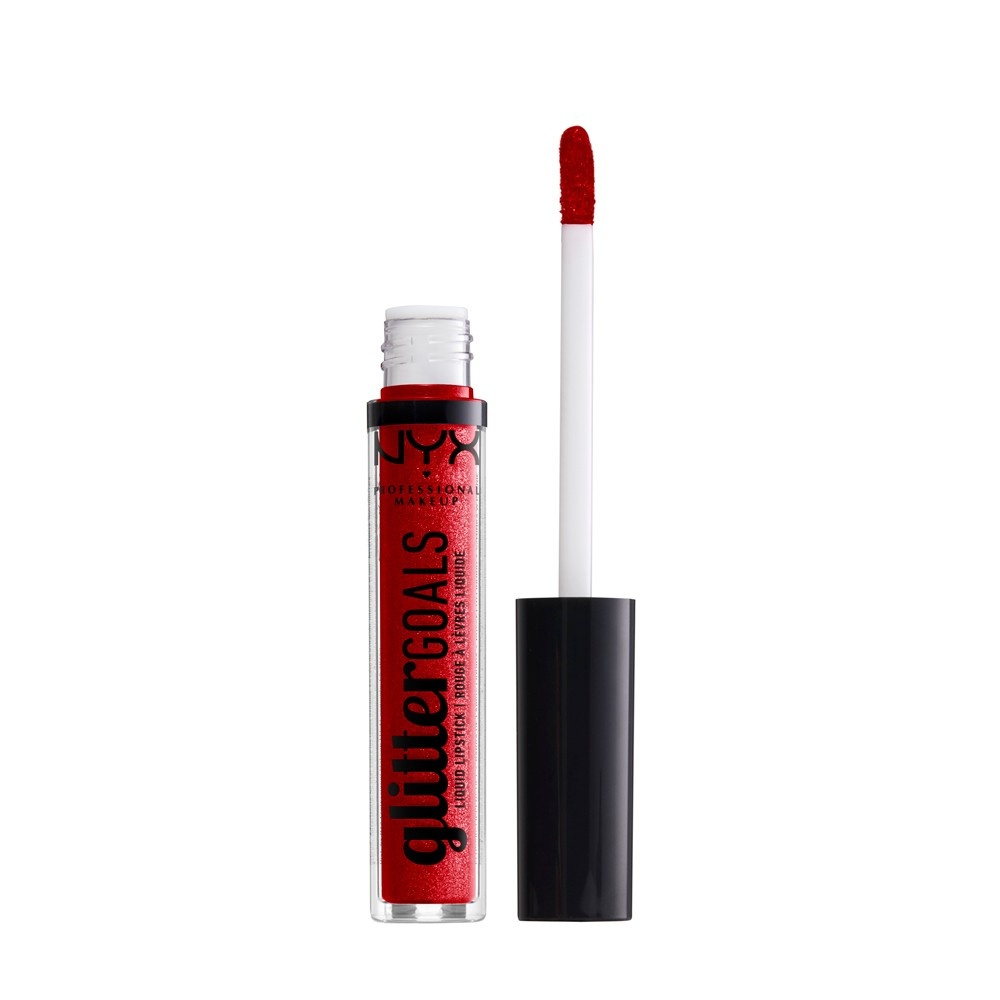 slide 3 of 4, NYX Professional Makeup Glitter Goals Liquid Lipstick Red, 0.1 fl oz