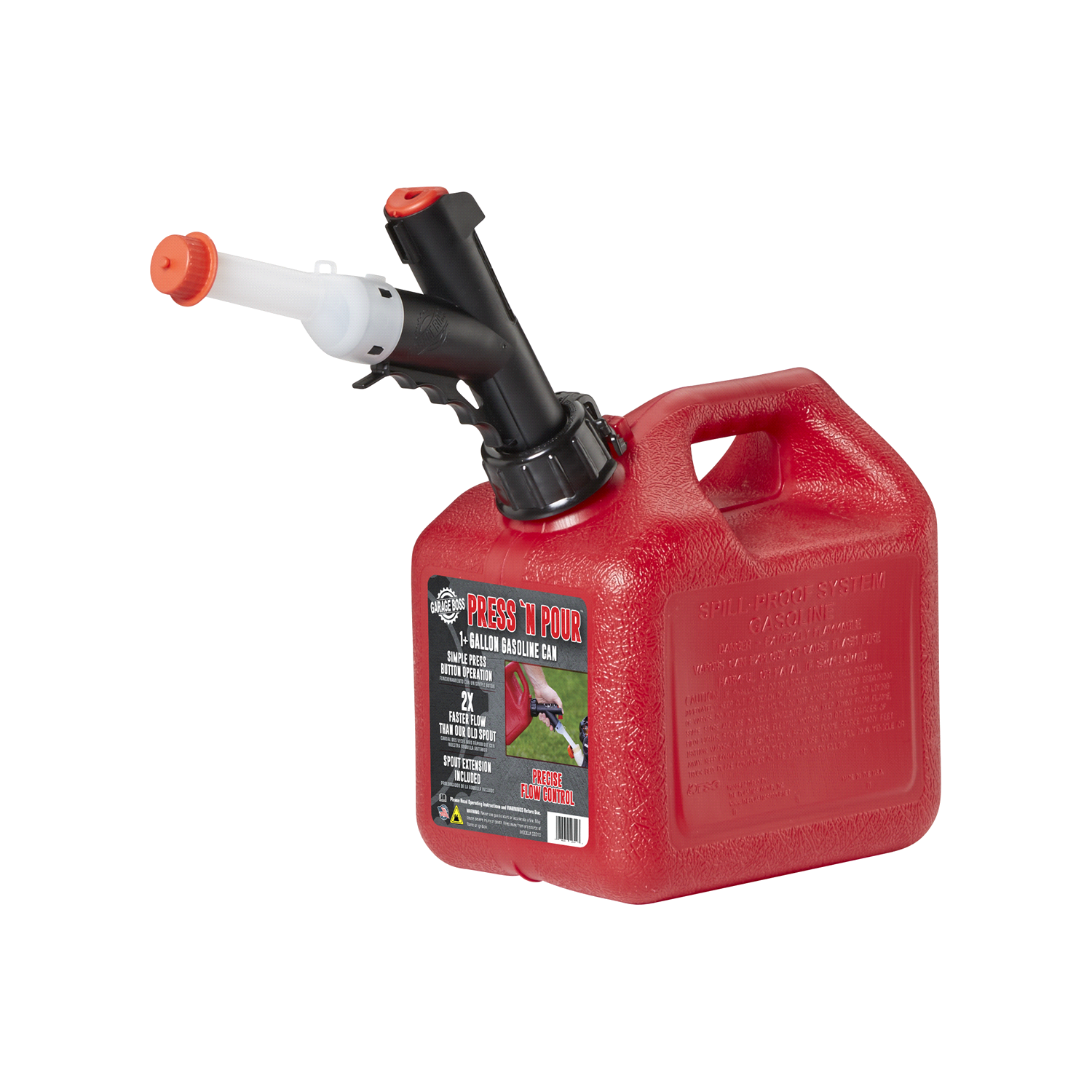 slide 2 of 2, GarageBOSS GARAGE BOSS GarageBOSS Press 'N Pour 1+ Gallon Gas Can, 1 ct