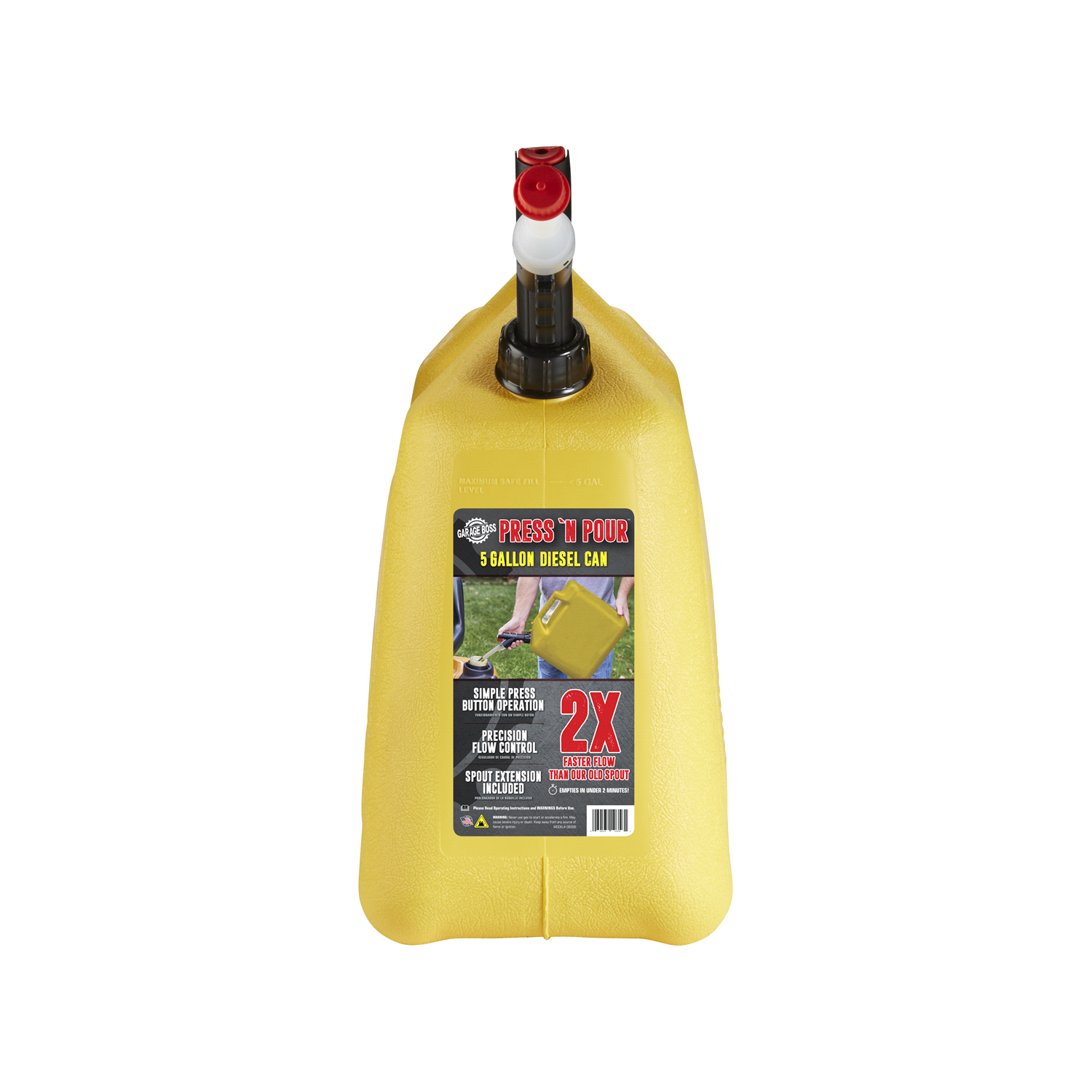 slide 1 of 2, GarageBOSS 5-Gallon Plastic Diesel Fuel Can, 5 gal
