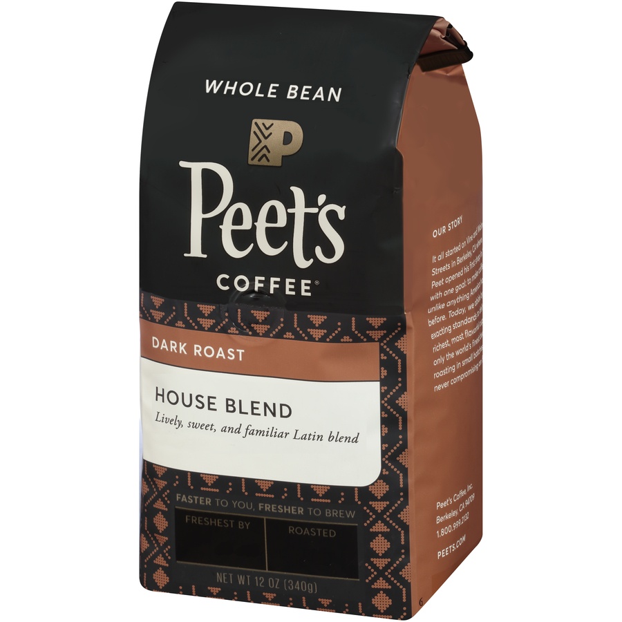 slide 3 of 6, Peet's Coffee Peet's House Blend Dark Roast Whole Bean Coffee - 10.5oz, 12 oz