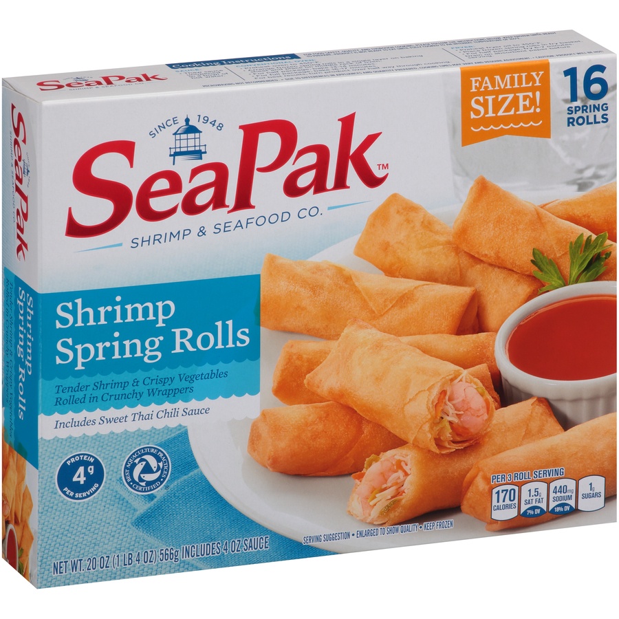 slide 2 of 8, SeaPak Shrimp Spring Rolls 16 ct Box, 