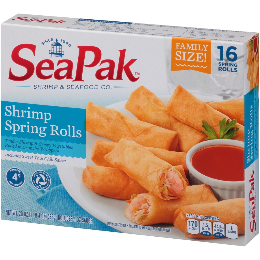 slide 3 of 8, SeaPak Shrimp Spring Rolls 16 ct Box, 