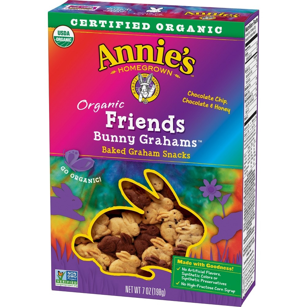 slide 2 of 3, Annie's Organic Friends Bunny Grahams Chocolate Chip & Honey Baked Snacks - 7oz, 