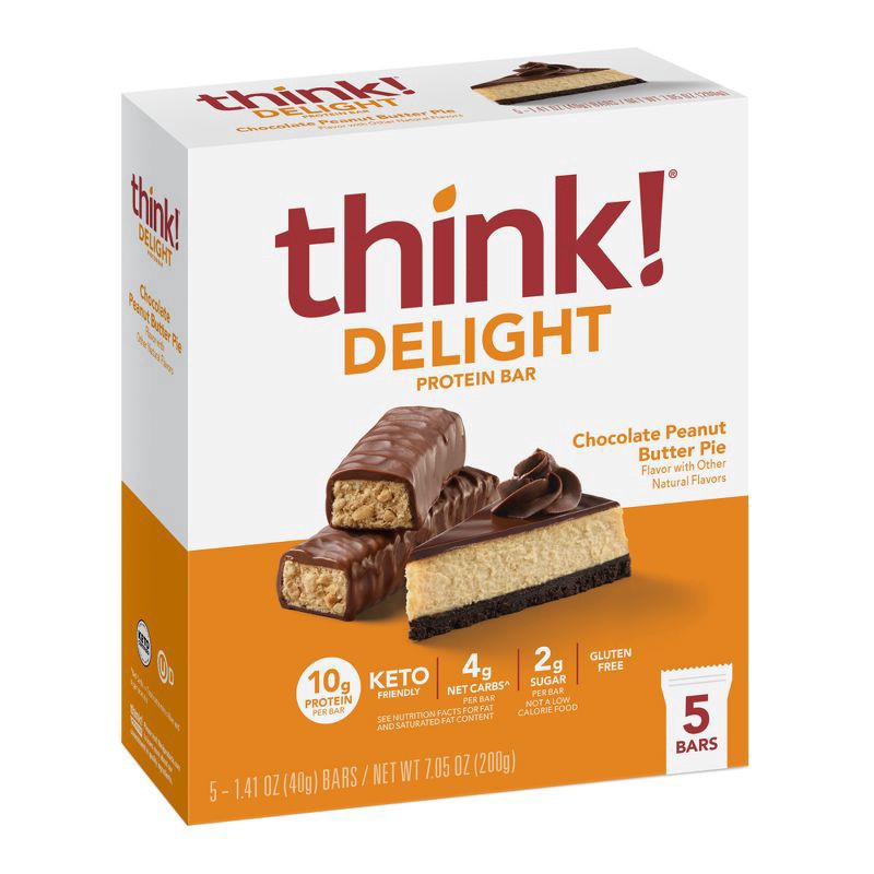 slide 1 of 4, think! Keto Protein Chocolate Peanut Butter Bars - 5ct, 5 ct