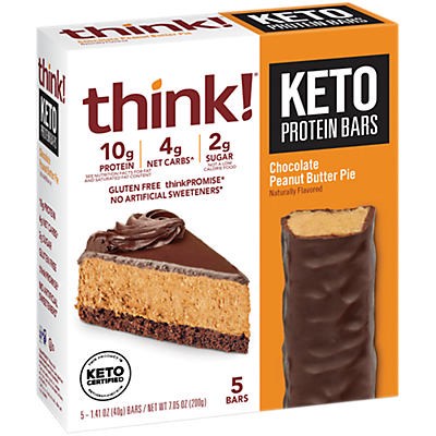 slide 1 of 5, thinkThin think! Keto Protein Chocolate Peanut Butter Bars - 5ct, 5 ct