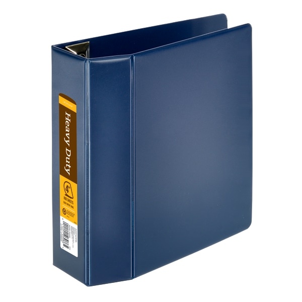 slide 1 of 5, Office Depot Brand Heavy-Duty 3-Ring Binder, 4'' D-Rings, Navy, 4 in