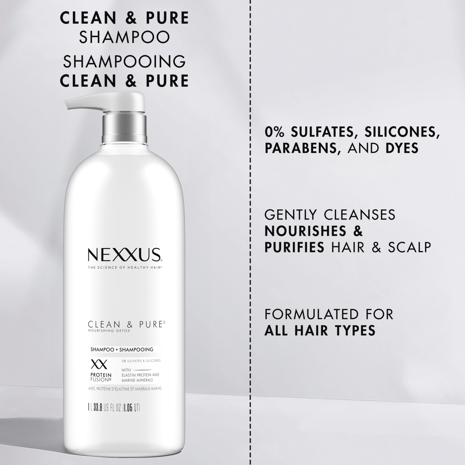 slide 5 of 8, Nexxus Clean and Pure Clarifying Shampoo, With ProteinFusion, 33.8 oz, 33.8 fl oz