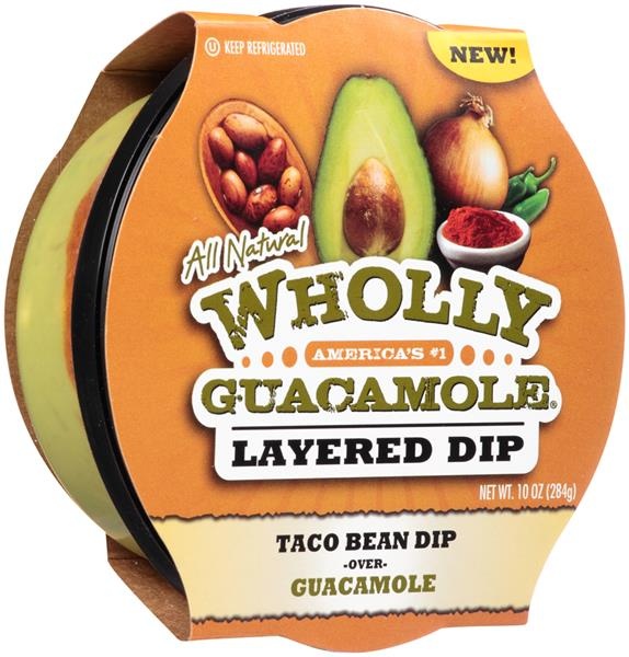 slide 1 of 1, Fresherized Foods Wholly Guacamole Taco Bean Dip Over Guacamole Layered Dip Bowl, 10 oz