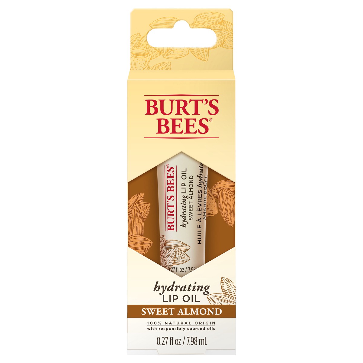 slide 1 of 1, Burt's Bees 100% Natural Hydrating Lip Oil with Sweet Almond Oil, 1 Tube, 0.27 fl oz