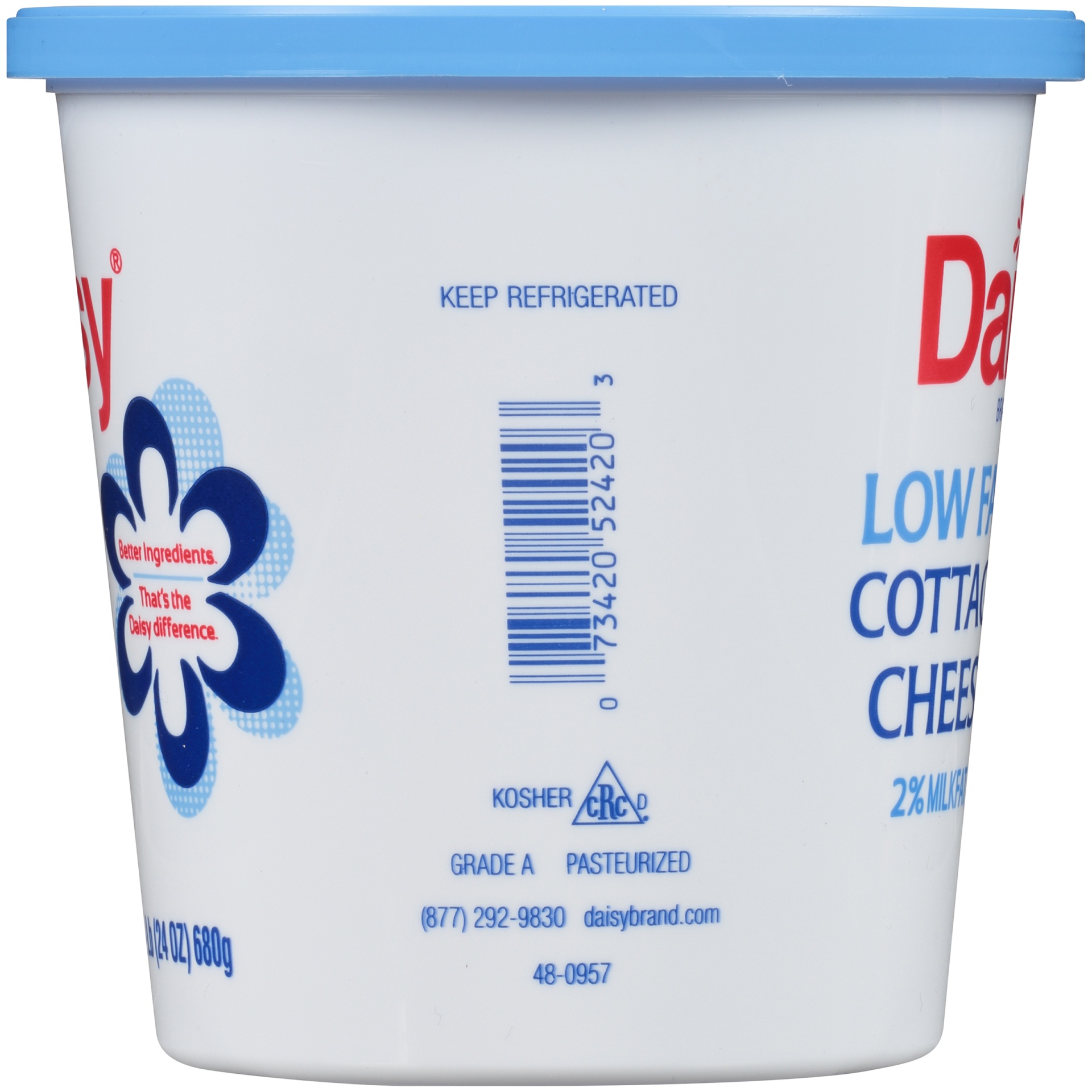 slide 3 of 8, Daisy Pure & Natural 2% Milkfat Small Curd Low Fat Cottage Cheese 24 oz, 24 oz