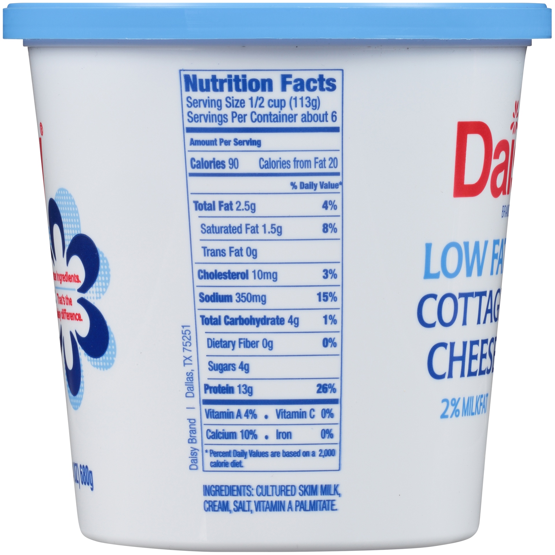 slide 4 of 8, Daisy Pure & Natural 2% Milkfat Small Curd Low Fat Cottage Cheese 24 oz, 24 oz