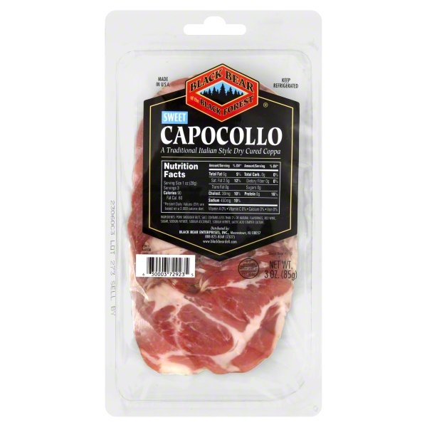 slide 1 of 1, Black Bear Sweet Capocollo, 3 oz