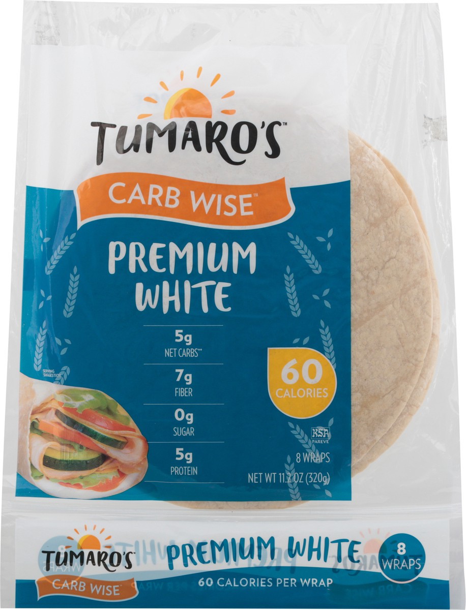 slide 5 of 12, Tumaro's Carb Wise Premium White Wraps 8 ea, 8 ct; 11.2 oz