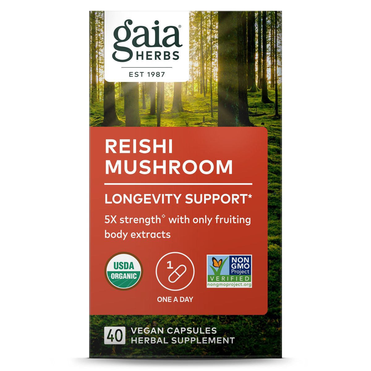 slide 1 of 1, Gaia Mushroom Reishi, 40 ct