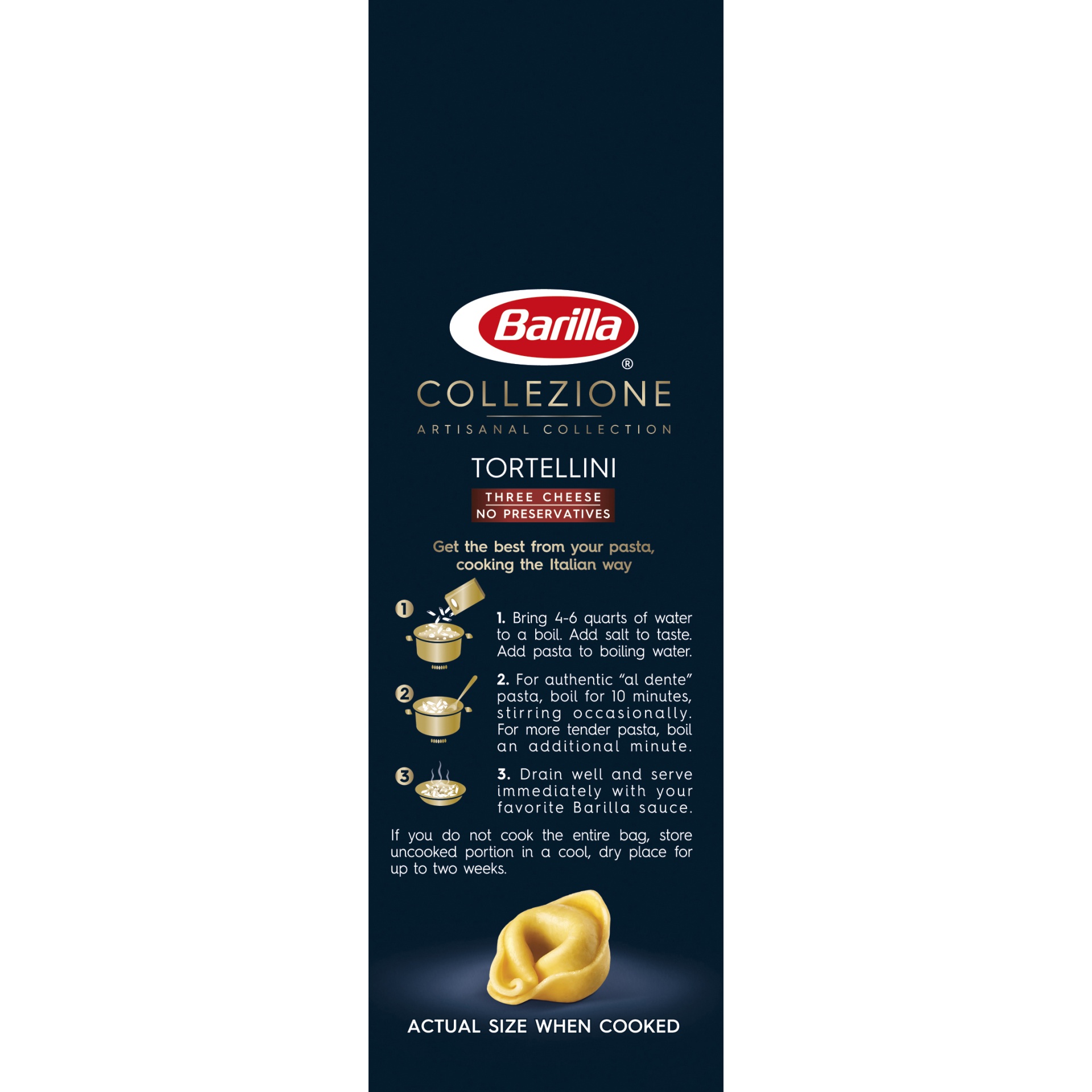 slide 4 of 8, Barilla Collezione Three Cheese Tortellini Pasta, 12 oz