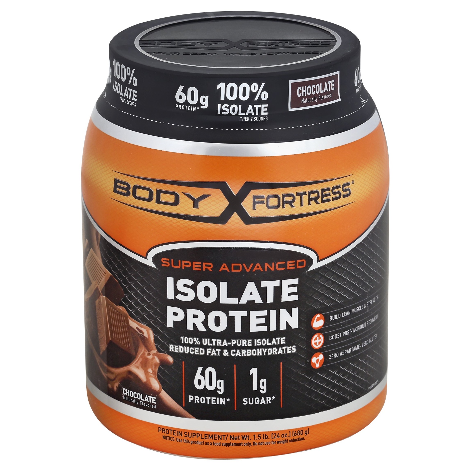 slide 1 of 1, Body Fortress Super Advanced Chocolate Isolate Protein, 1.5 lb