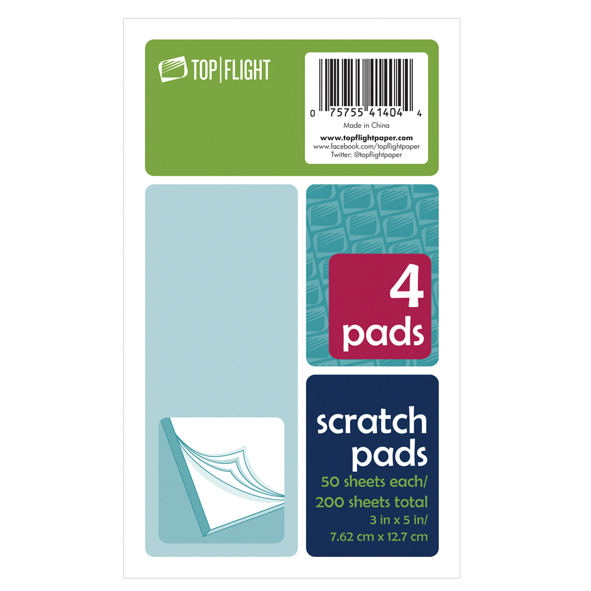 slide 1 of 1, Top Flight Scratch Pads 4 ea, 1 ct; 3 in x 5 in