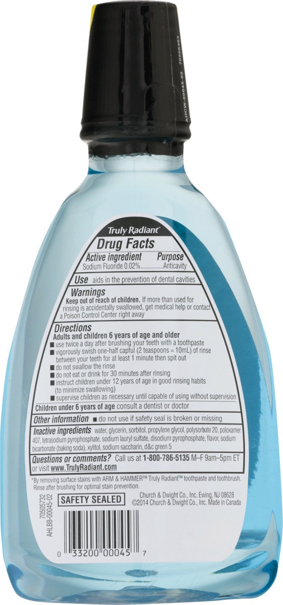 slide 9 of 9, Arm & Hammer Truly Radiant Sparkling Mint Whitening & Strengthening Fluoride Rinse, 16 fl oz