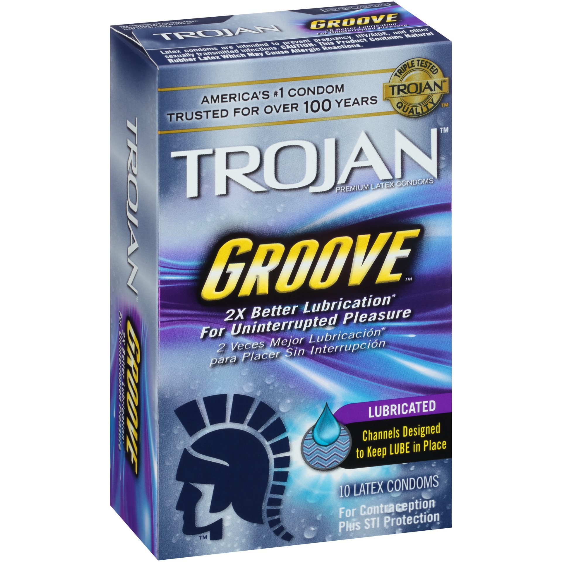 slide 3 of 4, Trojan Groove Textured Lubricated Condoms - 10 Count, 10 ct